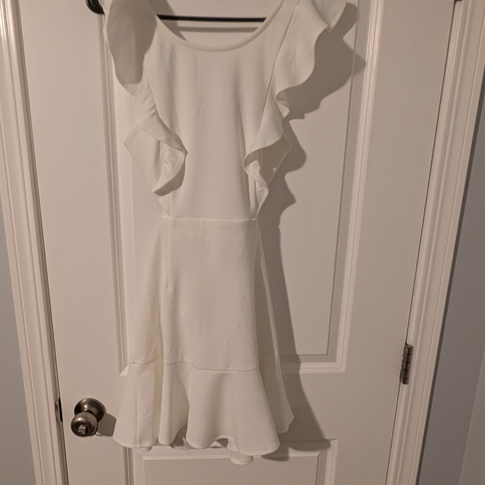 Hello Molly White Ruffle Mini Dress